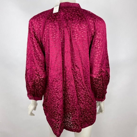 Anthropologie Velvet Burnout‎ Blouse Women M NWT Button-Up 3/4 Sleeve Tunic Top - Picture 2 of 16